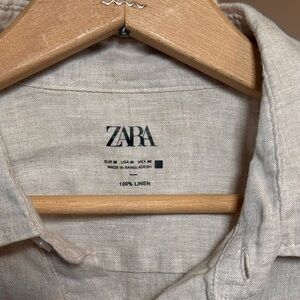Zara Beige 100% Linen Shirt